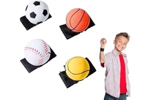 Quixotical 4 Pièces Balles Rebondissantes avec Bracelet Élastique et Ficelle, Jouets Sportifs pour Enfants et Adultes, Exercices de Renforcement du Poignet