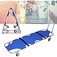 Folding Stretcher, Medical Stretcher Aluminum Lightweight With Trolley 4 Wheels, Pushable Rescue Stretcher For Patient Transport, For Hospitals, Ambulance, Fire