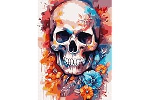 AIRDEA Flores De Calavera De Colores Pintar por Numeros Adultos, DIY Pintura por Números, DIY Cuadro al óleo por números Kit de Pintura Digital para Adultos de Lienzo decoración para el hogar 30X40CM