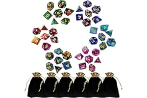 OVTAI Set 42 Pezzi Dadi d&d Poliedrici, Riutilizzabile, Acrilico Dice Adatto per Giochi da Tavolo, Matematica (6 Colori)
