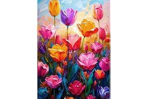 luckyarina Malen Nach Zahlen Erwachsene Tulpen-Blume Malen Nach Zahlen Erwachsene Leinwand,Blumen Paint by Numbers Adult DIY für Geschenk Home Wand Décor 30x40cm