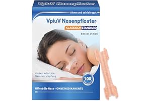 VpiuV Nasenpflaster – 100 Stück Premium Nasal Strips gegen Schnarchen & verstopfte Nase – Extra starker Halt für Sport – Besser Atmen & Schlafqualität verbessern – 66 * 19mm