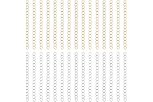 UNICRAFTALE UNICRAFTAL Aproximadamente 100 unidades 2 colores cadena extensión acero inoxidable alargadores cadena collar pulsera cadena extensión de tobillo para la fabricación de joyas 47~53mm