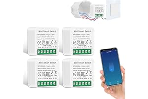 4 PCS CNBINGO Smart Lichtschalter Modul 1 Weg/2 Wege, Mini DIY WLAN Schalter Passt hinter Wandschalter, Smart Switch Kompatibel mit Alexa Echo, Google Home, Smart Life, Neutralleiter Erforderlich