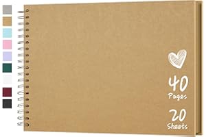 Hiwhy Scrapbook 11x8 Inch DIY Scrapbook Album Hardcover Kraft Paper Scrap Book Photo Albums 20 Sheets Memory Book for Family Wedding, Brown