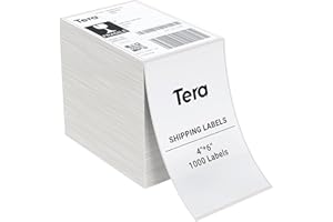 Tera Etiquetas térmicas de envío de 4 x 6 pulgadas (1000 etiquetas/pila) sin BPA, sin manchas, etiquetas adhesivas para varias impresoras, etiquetas adhesivas permanentes para direcciones
