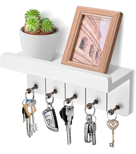 YYBO Hondengarderobe met plank, hondenriemhouder muur, hondengarderobe voor hondenaccessoires, hondenriem, hondenspeelgoed en halsband opslag, metalen sleutelrek (wit