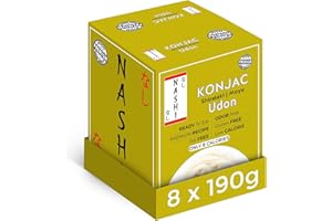KETO SKINNY Nashi Konjac Shirataki Premium Udon Nudeln – Geruchsfrei, Vegan, Fettfrei & Kalorienarm, Glucomannan Keto-freundlich, Low-Carb-Diät | Verzehrfertig (8×190g)