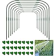 8 Packs 82x105cm Garden Hoops for Netting with 24 Clips,Rust-Free Detachable Stakes Grow Tunnel Hoop for Garden Netting Frame,Greenhouse Hoops Plant Support Frame for Tall Plants（有专利）