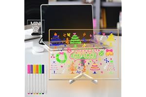 Laysinly acrylique tableau effaçable à sec avec Light up Stand, 30 x 40 CM gradation tableau lumineux, marqueur 7 couleurs,Menu mémo, dessin, lumière chaude LED pour la maison, l école, le travail