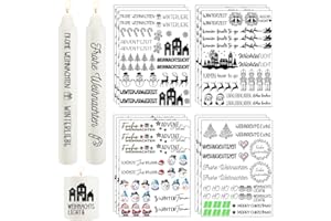 Yezirzax 12 Stück Kerzen Tattoofolie Weihnachten - Wasserschiebefolie mit Weihnachts Sticker zum Dekorieren