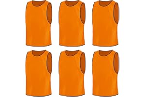 BSBUY 6Pcs Adult Kids Team Training Vest Breathable Mesh Scrimmage Sleeveless Training Pinnies Training Bibs Quick-Dry Multi-Sports Bibs Sports Practice Vests for Soccer Basketball Practice