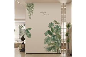 DOMICUBES 2 Pièces Stickers Muraux Feuilles, Autocollant Mural Plante Verte Tropicales Sticker Mural Feuille Muraux Vigne Fleurs Décoration Stickers Jungle Couloir Pour Murale Chambre Salon Bureau Mur TV