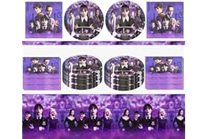 DecPtyTa Stoviglie per feste,Decorazione Compleanno,Mercoledì Compleanno Piatti Tovaglioli Tovaglia etc,Adatto per 20 Persone (H)