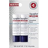 Aquaphor Lip Repair Stick - Soothes Dry Chapped Lips - Two(2) .17 Oz. Sticks