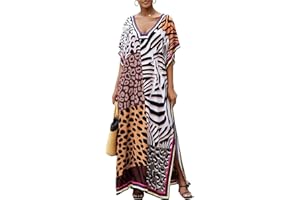 Bsubseach Mujer Casual Playa Kaftan Vestido Manga Corta Loungewear Caftan Traje de baño Cubrir