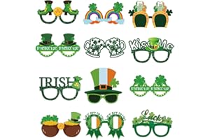 Zmupl 12pcs St Patricks Day Decorations Paper Glasses Irish Party Selfie Photo Props Shamrock Clover Novelty Eyewear Glasses St Patricks Day Decoration Accessories Party Favors