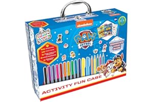 Bookoli - PAW Patrol Activity Fun Case - Colour & Carry Kit - 2 Activity Books - 10 Felt-Tip Pens - 50 Stickers - 2 Neon Markers - Customisable Case - Gifts for Boys and Girls Ages 3 to 5 Years