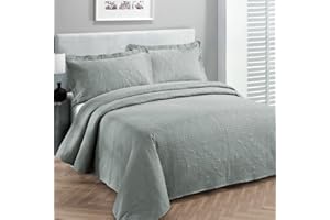 Fancy Collection 3pc Luxury Bedspread Coverlet Embossed Bed Cover Solid Grey New Over Size 118x106 King/california King by Fancy Linen