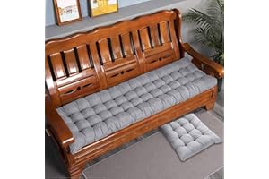 Rr tianshi Cojín de banco de algodón grueso de 2/3 plazas, cojín de algodón para asiento de banco de sofá, cojín de asiento largo para hogar, jardín, patio, columpio, interior (170 x 50 cm, gris)