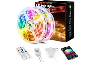 Beaeet Striscia LED 30 Metri, Luci LED 5050 RGB per Camera, con Telecomando a 40 Tasti e Controllo tramite APP Bluetooth, Ideale per Natale, Matrimoni e Feste (15m*2)