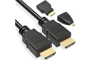 Retoo Kabel HDMI 3 w 1, 1,5 m, adapter do mini-HDMI i micro-HDMI, obsługuje Full HDTV 1080P, wielofunkcyjny kabel HDMI do telewizora/projektora/monitora/aparatu cyfrowego, adapter micro i mini HDMI