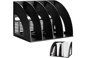YUNXCNA Porte Revues en Plastique, Collecteur vertical A4 Pliable, Porte Revues de Documents avec 4 Compartiments, Trieur de Collecteur Vertical Noir, Collecteur de Magazines, Livres