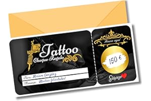 EQUIK PRODUCTS Vale regalo tatuaje | Vale regalo para rellenar | Tarjeta rascar | Regalo pareja original, regalo San Valentín, regalo Navidad | Cheque, cupón regalo personalizado (TATUAJE)