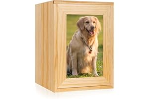 The7boX Urne Hund Urne Für Hunde Personalisierte Tierurne Aus HolzMit Fotorahmen und Aschebeutel Erinnerungsgeschenke Für Haustiere