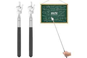 ‎UNICLIFE Uniclife 2 Stück Zeigestab Ausziehbar, Teleskop Lehrer Zeiger Mini Ausziehbarer Finger Zeigestock für Klassenzimmer, Verlängerbarer Handzeiger für Grundschule/Kindergarten (Bis 55 cm, Schwarz)