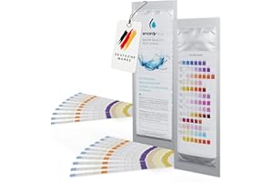 SMARDY 13en1 Tiras de Prueba de Agua Potable 20x Test Strips Piscina Análisis de Calidad para Agua del Grifo, Tiras Reactivas - Dureza ph Cloro Plomo Nitrato
