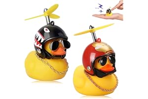 ZMNVHJ Ornamenti Auto Con Anatra di Gomma Decorazioni per Cruscotto, Anatra Giocattoli Paperella con Elica/Casco (2 Pezzi)