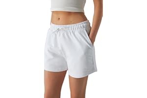 ROSS CAMP Short de Sport Femme - Short Femme ete Pantalon Court pour Femme en Coton Taille Haute avec Poches pour Le Jogging Le Yoga et Le Fitness