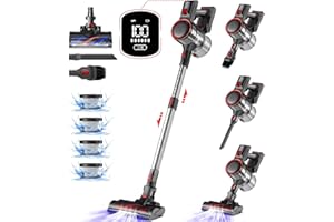 Authmic Staubsauger Kabellos, 45000Pa Akku Staubsauger mit Smart Display, 50 Mins mit Touchscreen und Anti-Tangle-Bürste, für Teppich, Hartboden und Tierhaare