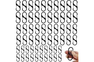AUEIIKE 60 moschettoni, mini moschettone, 50 mm/40 mm/30 mm, moschettone piccolo, moschettone nero, lega di zinco moschettone, doppio moschettone di apertura, mini forma a moschettone clip