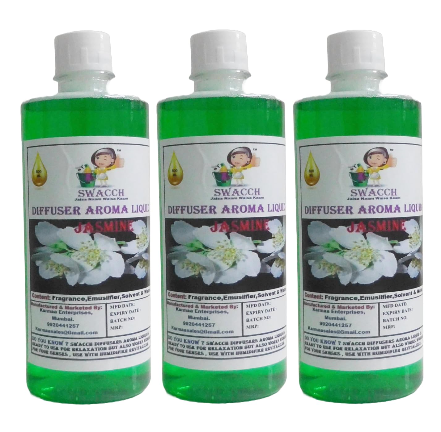 Swacch Diffuser Aroma Liquid (500ml) (Pack of 3) Jasmine