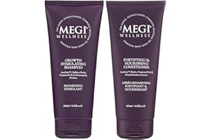 MEGI WELLNESS Hair Growth Stimulating Shampoo and Fortifying Conditioner, Natural Minoxidil Alternative for Thinning Hair – Clinically Tested Ingredients – SLS-Free, Men & Women (200ml + 200ml)