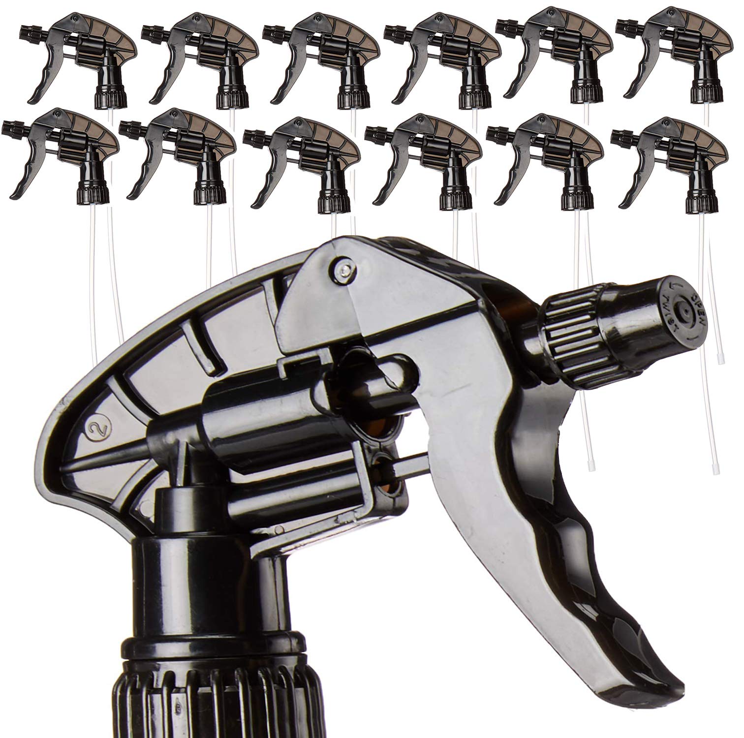 Ultimate Spray Nozzles Head for 32 oz Bottles - S&E Packaging Replacement Trigger Sprayers - 12 Black Tops