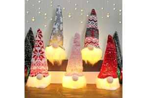 O-KINEE 5 sztuk ozdob bożonarodzeniowych, figurki skrzatów bożonarodzeniowych ze światłem, figurki skrzatów na Boże Narodzenie, skrzaty bożonarodzeniowe oświetlone, zestaw skrzatów bożonarodzeniowych na