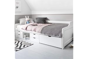Noa and Nani - Eva Single Day Bed with Pullout Drawers - (White)