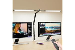 YAMYONE Lampa biurkowa LED, 20 W, składana lampa architektoniczna, 5 temperatur barwowych, ściemniana jasność, pilot zdalnego sterowania i sterowanie dotykowe, port ładowania PD, timer lampka nocna