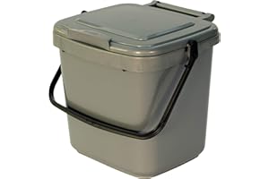 ALL-GREEN Kitchen Compost Caddy - Silver Grey - for Food Waste Recycling (7 Litre) - 7L Plastic Composting Bin