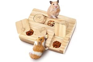 VQBKHO Meerschweinchen Spielzeug, Hamster Spielzeug aus Holz 6 In 1 Kleintierspielzeug Holzspielzeug Zur Futtersuche Futtersuchspielzeug für Hamster Chinchillas Rennmäuse Zwerghamster