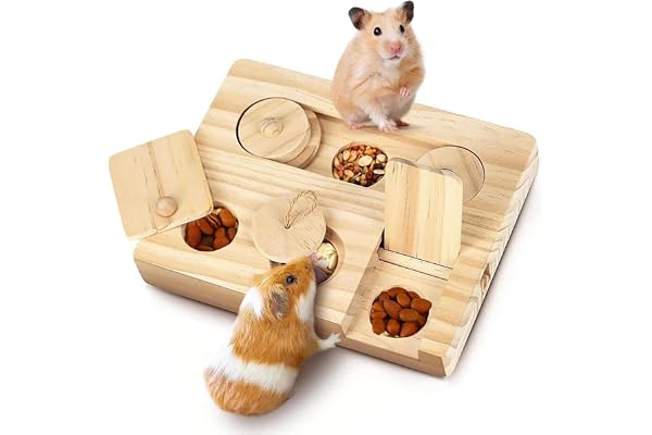 VQBKHO leksak för marsvin, träleksak för hamster 6 i 1 smådjursleksak träleksak för foderletning foderletleksak för hamster c