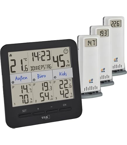 TFA Dostmann 30.3313.02 WeatherHub T - Trasmettitore Display con Cavo, Senza Batteria, Fe-TFA, Colore Nero