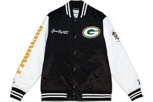 Mitchell & Ness NFL Team Origins Varsity Satin Jacket, farblich abgesetzte Ärmel, Druckknopf Verschluss, Herren, Frauen, Kinder, Unisex, Frühling, Sommer, Herbst, Winter