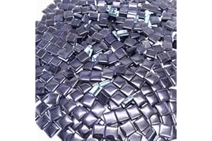 Hozzwhoo 500G/ 1.1LB Bulk Crystal Mosaic Tiles, Assorted Color Opaque Glass Crafts Supplies for DIY Picture Coaster Home Kitchen Bathroom Decoration (0.4x0.4 inch, Black) - 610 Pcs