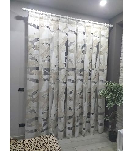 Tenda A Metraggio In Bouclè Effetto Lino | Altezza 3m Con Doppia Balza - Beige - Foto 8