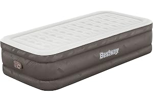 Bestway Fortech 1-sits uppblåsbar madrass med integrerad elektrisk pump och antimikrobiell beläggning 191 x 97 x 46 cm