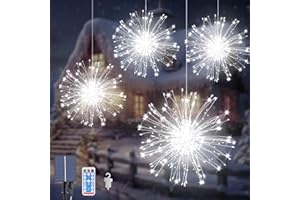 Acxilexy Solarne lampy fajerwerkowe, 480 diod LED, wiszące światła gwiazd z 8 trybami, wodoodporne lampy fajerwerkowe, pilot zdalnego sterowania, wiszące lampy fajerwerkowe z drutu miedzianego, do